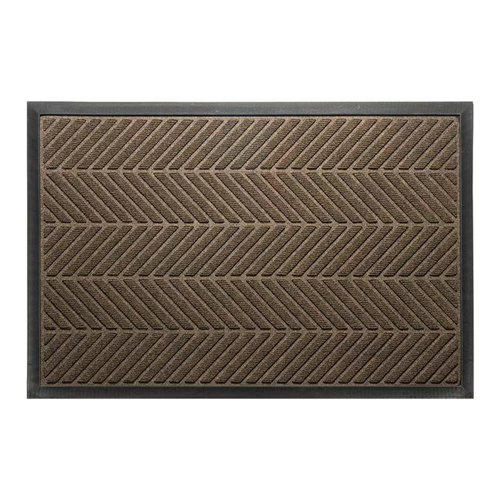 Luxe Deurmat 45x75 cm – Visgraatmotief – Bruin – Natuurlijk Rubber & Polyester – Voor Binnen & Buiten – Anti-slip