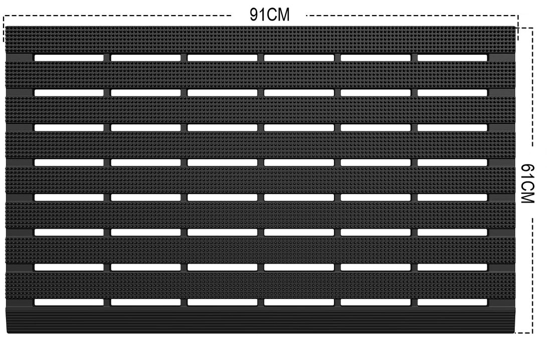 Buiten Deurmat 61x91 cm – Zwart – TPE – Anti-Slip – Weerbestendig – Sterke Schrapfunctie – 3.7 kg