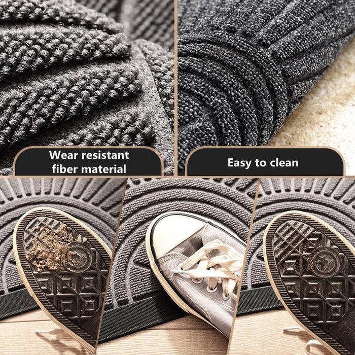 Deurmat rubber -Halfrond-Buiten Antislip Wasbaar Deurmat-Regen-Outdoor-Deurmat binnen-Donkergrijs-Droogloopmat-50*80cm - schoonloopmat - buiten - hal - balkon