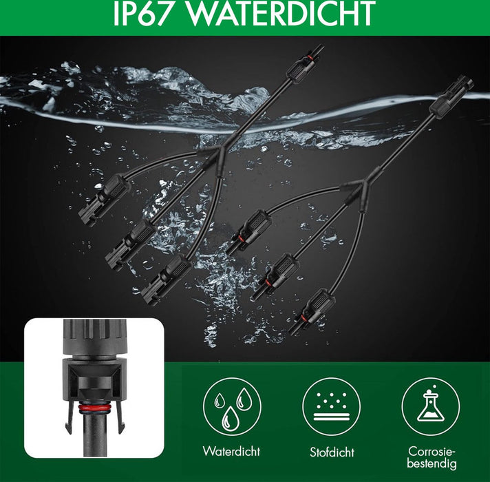 MC4 Solar Connector - Y-Splitter - Solar MC4 Connector - IP67 - 3 Female naar 1 Male + 3 Male naar 1 Female