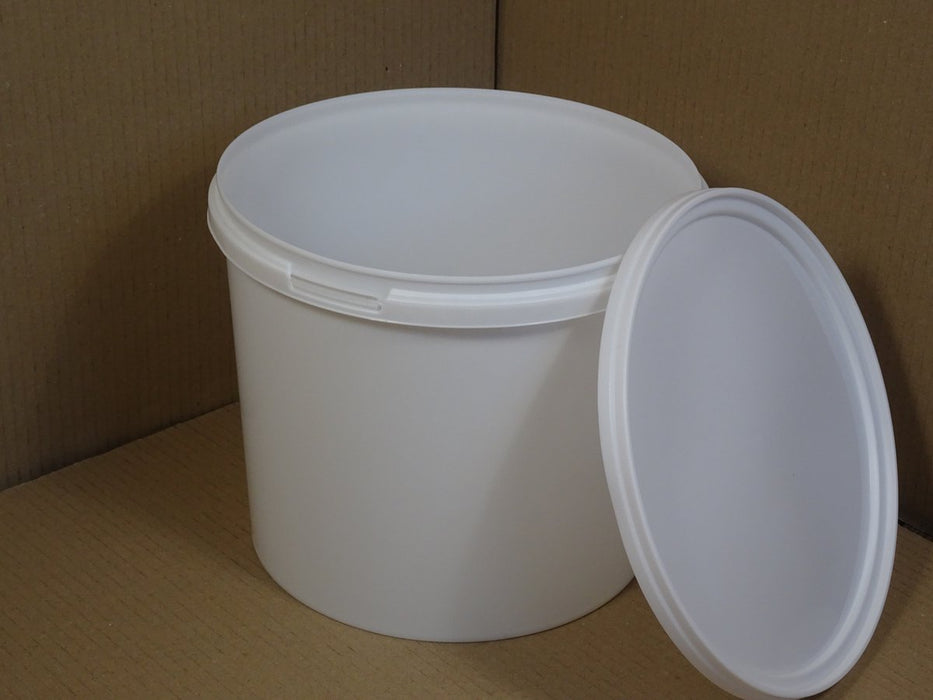 Emmer met deksel / emmers met deksels, wit, 5 liter (4 stuks)