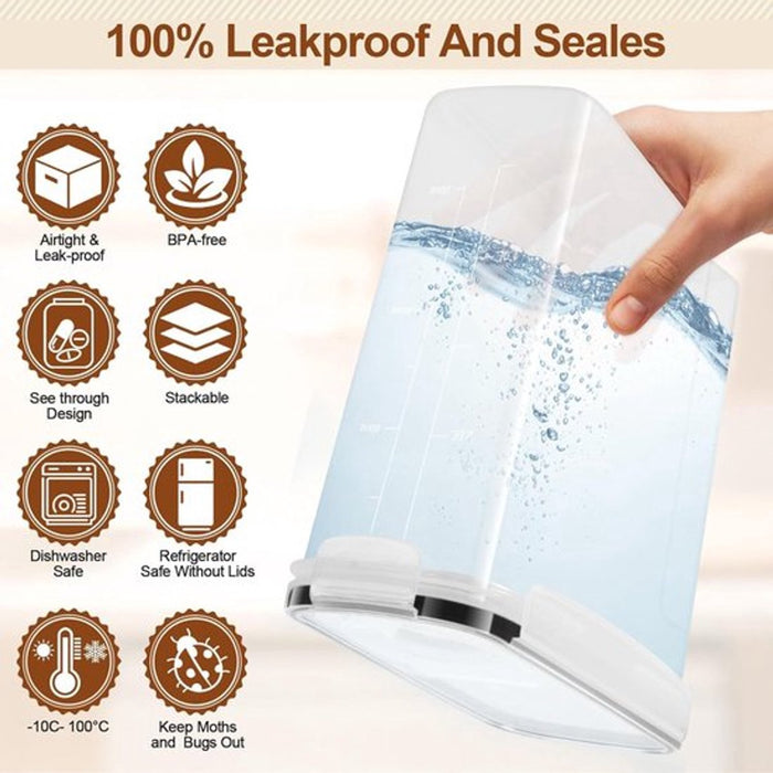 Bakjes - Voorraadpotten 4L – Set van 4 – Luchtdicht & BPA-vrij – Inclusief Etiketten & Maatlepel – Keukenopbergers - stapelbaar 24x22x9 cm