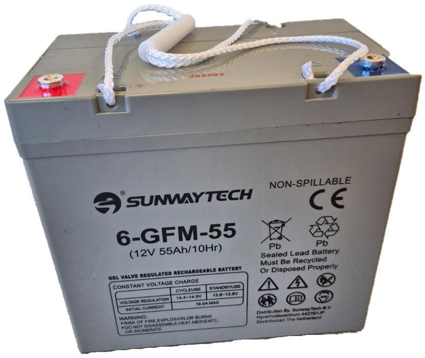 Sunwaytech Gel Accu 12V/55Ah – 6-GFM-55 Betrouwbare Energie, Altijd Beschikbaar
