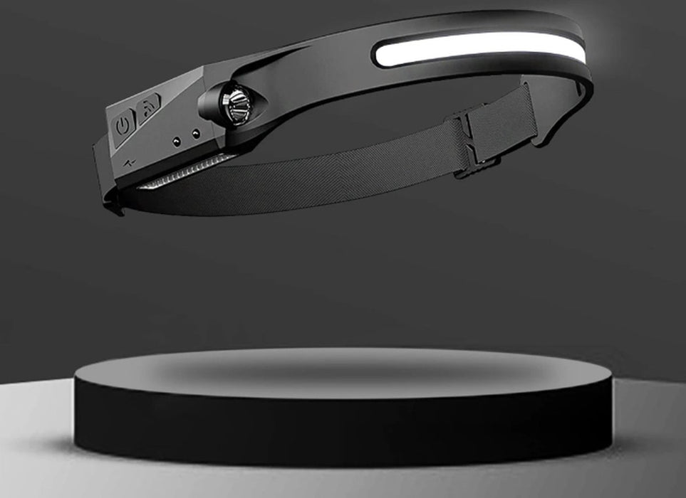 Molisan LED Hoofdlamp 230° - Te bedienen met bewegingssensor - Oplaadbaar USB Type C - 350 lumen - IPX4 Waterdicht - 46 Meter bereik - 5 verschillende standen - INCLUSIEF Opbergtasje en USB Type C kabel