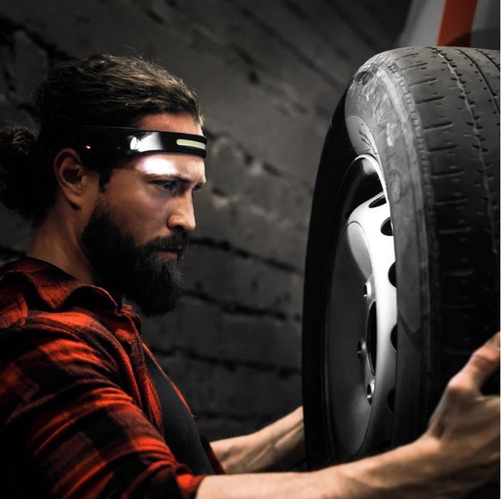 Molisan LED Hoofdlamp 230° - Te bedienen met bewegingssensor - Oplaadbaar USB Type C - 350 lumen - IPX4 Waterdicht - 46 Meter bereik - 5 verschillende standen - INCLUSIEF Opbergtasje en USB Type C kabel