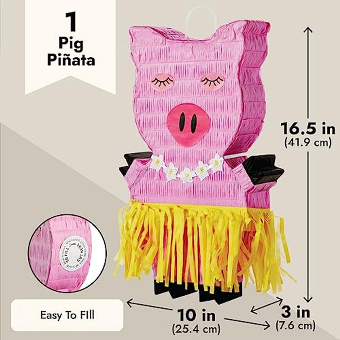Kleine Hawaiiaanse varken Pinata, Luau en Tropische Feestbenodigdheden, 42 x 25,4 x 7,6 cm