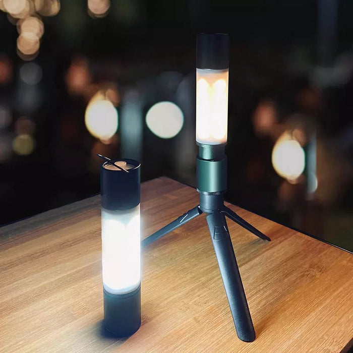 Molisan - Campinglamp - Tentlamp - Lantaarn - Multifunctioneel - LED lamp op batterijen - Zwart - Tripod