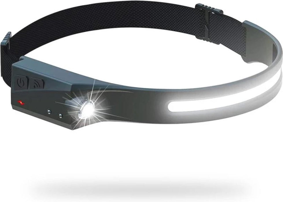 Molisan LED Hoofdlamp 230° - Te bedienen met bewegingssensor - Oplaadbaar USB Type C - 350 lumen - IPX4 Waterdicht - 46 Meter bereik - 5 verschillende standen - INCLUSIEF Opbergtasje en USB Type C kabel