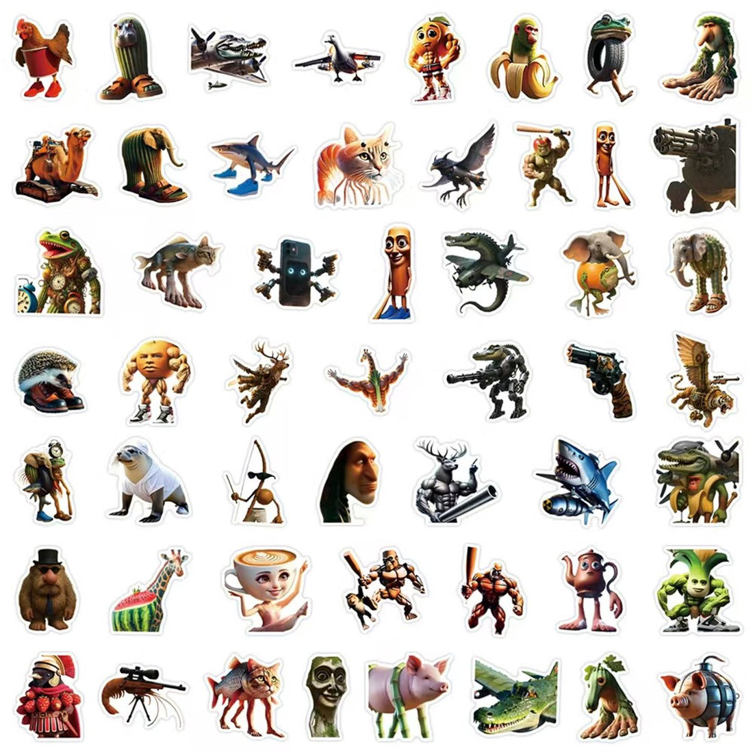 Italian Brainrot Stickers – 50 stuks (4-8 cm)
