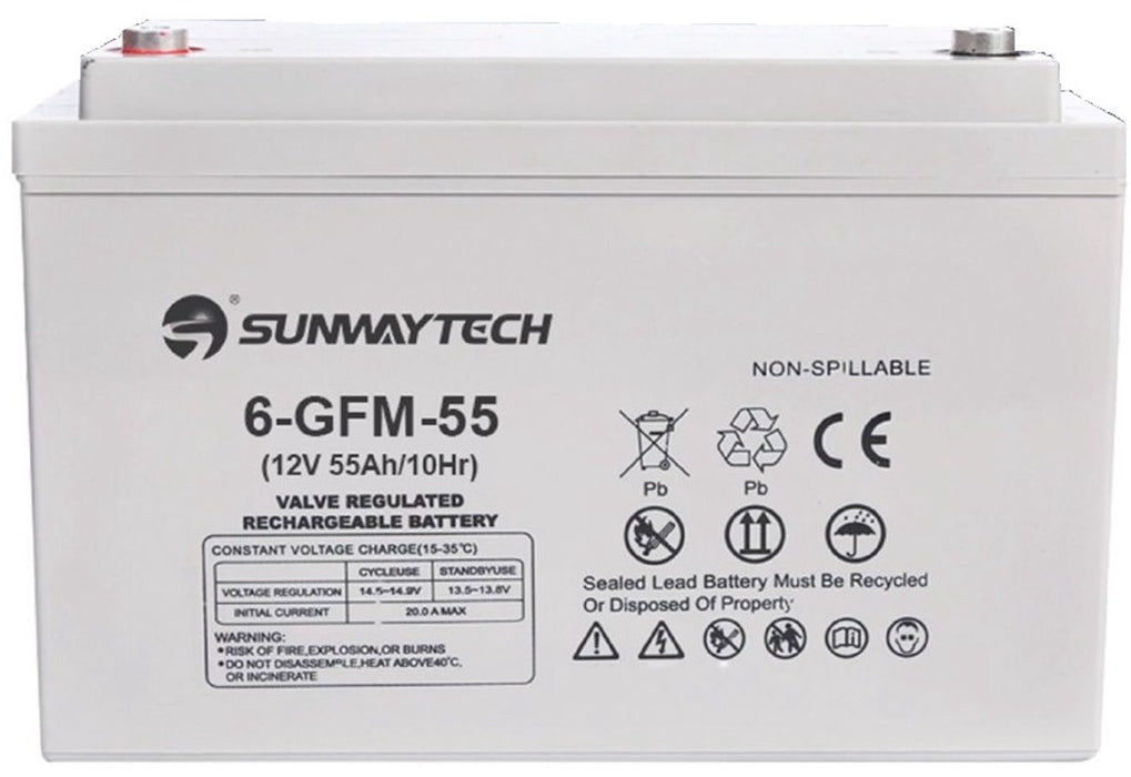 Sunwaytech Gel Accu 12V/55Ah – 6-GFM-55 Betrouwbare Energie, Altijd Beschikbaar