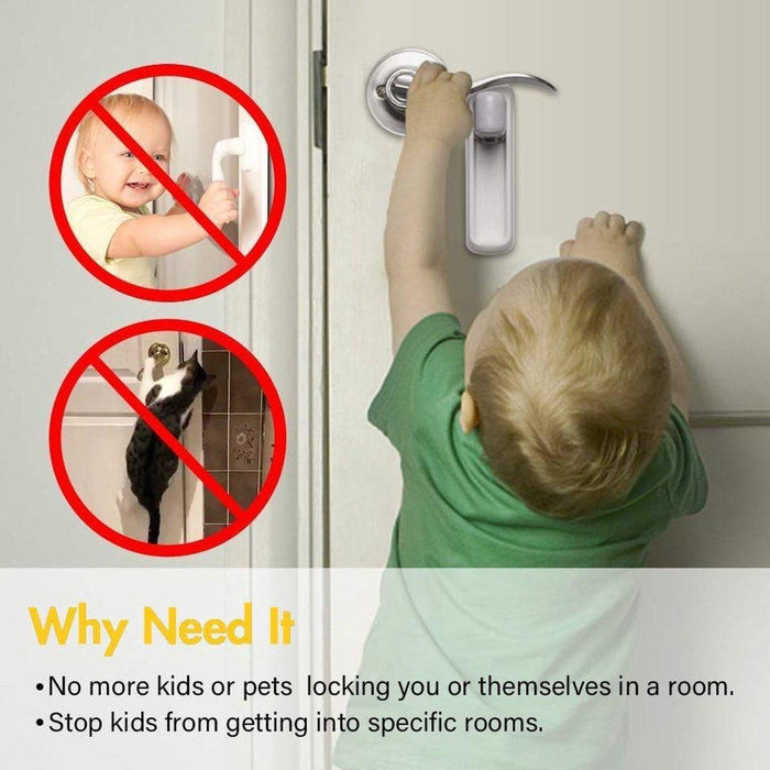 Deurklink Vergrendeling - Baby veilig - Baby proof - Deurklinken vergrendelen - Deurklink vergrendelaar - Veiligheidsslot - Deurbeveiliging - Deuren - Kasten - Lades - Ramen - Kinderslot - Kinderbeveiliging - Hond & Kat beveiliging - Wit