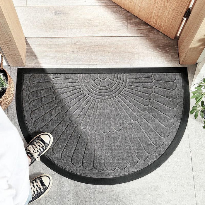 Deurmat rubber -Halfrond-Buiten Antislip Wasbaar Deurmat-Regen-Outdoor-Deurmat binnen-Donkergrijs-Droogloopmat-50*80cm - schoonloopmat - buiten - hal - balkon