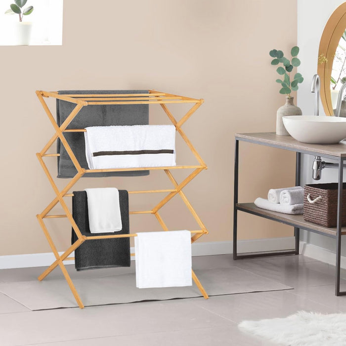 Bamboe Accordeon Droogrek - Compact en Praktisch voor Elke Ruimte