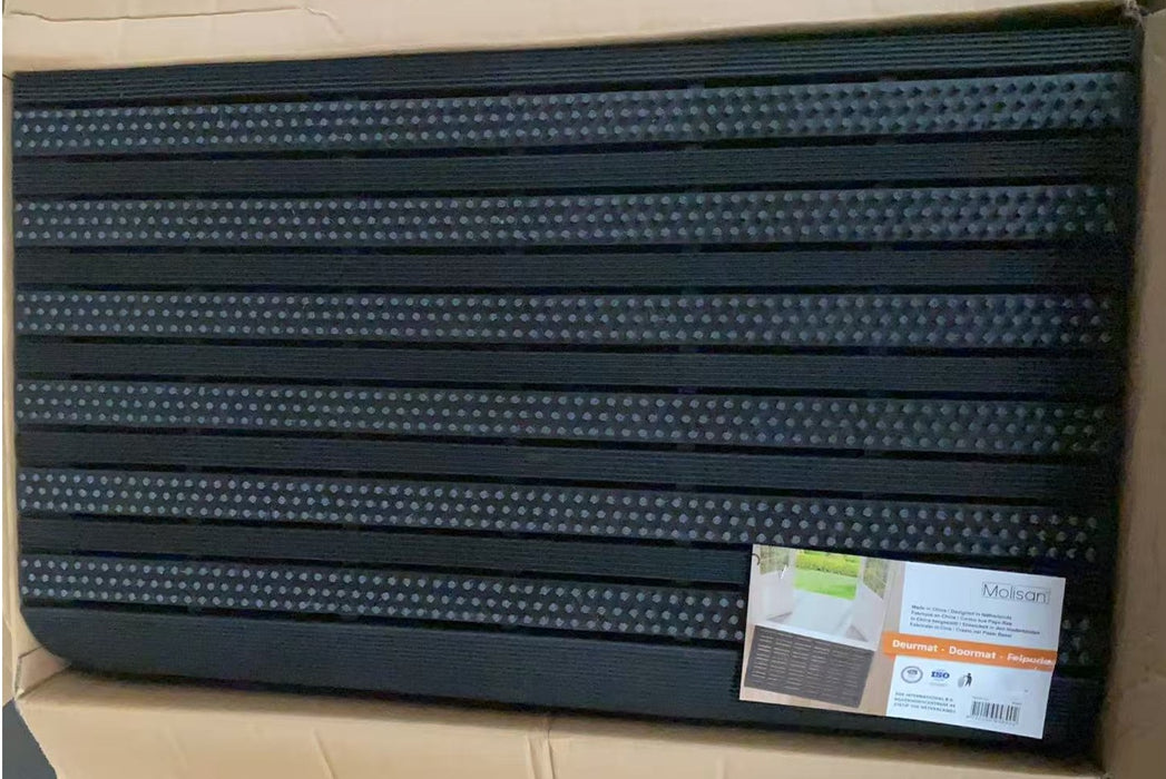 Borstel Buiten Deurmat 76x46 cm – Grijs – TPE + PET Borstels – Anti-Slip – Weerbestendig – Sterke Schrapfunctie – 3.2 kg