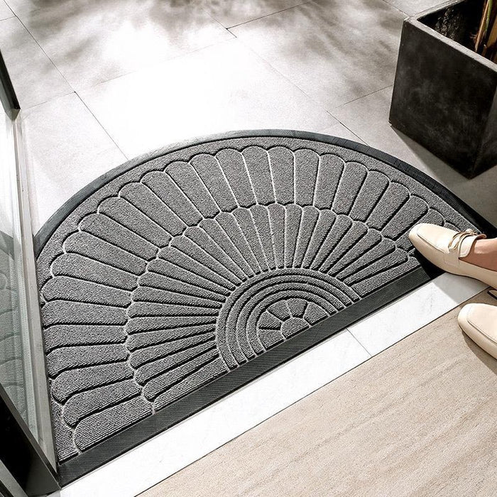 Deurmat rubber -Halfrond-Buiten Antislip Wasbaar Deurmat-Regen-Outdoor-Deurmat binnen-Donkergrijs-Droogloopmat-50*80cm - schoonloopmat - buiten - hal - balkon