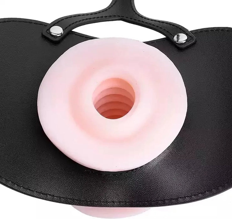 One2Play - Verstelbare siliconen mond gag vagina - Realistische pussy face - Open Mond plug - Deepthroat - BDSM