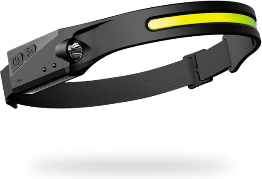 Molisan LED Hoofdlamp 230° - Te bedienen met bewegingssensor - Oplaadbaar USB Type C - 350 lumen - IPX4 Waterdicht - 46 Meter bereik - 5 verschillende standen - INCLUSIEF Opbergtasje en USB Type C kabel