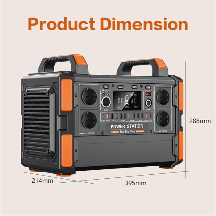 1000W Draagbare Power Station – Outdoor Powerbank met AC 110V-230V LiFePO4 Zonnestroomgenerator – Energieopslagsysteem voor Kamperen