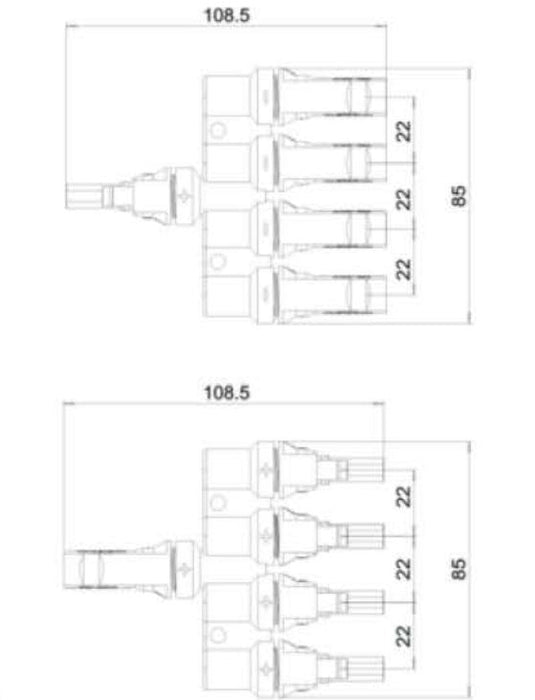 MC4  splitter set male en female (Y1-4)