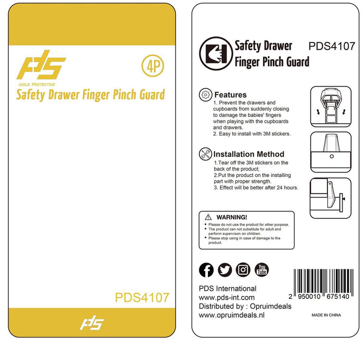 4 stuks Vinger beveiliging – Lade stop tijdens sluiten -  lade en kast stoppers - Vinger bescherming – Schuif beveiliging – Kinder slot – lade- & kastslot - Kasten - Lades