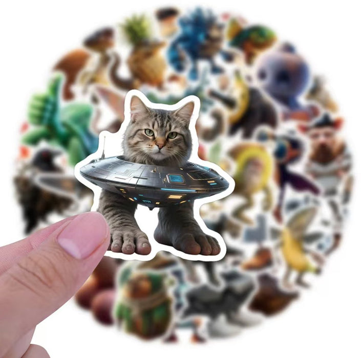 Italian Brainrot Sticker Pack (50 stuks) – Absurd, Hilarisch & Uniek – Voor Laptop, Fiets, Skateboard & Meer!- ca. 4–7 cm Cappocino Assasino, Trippi Trappi