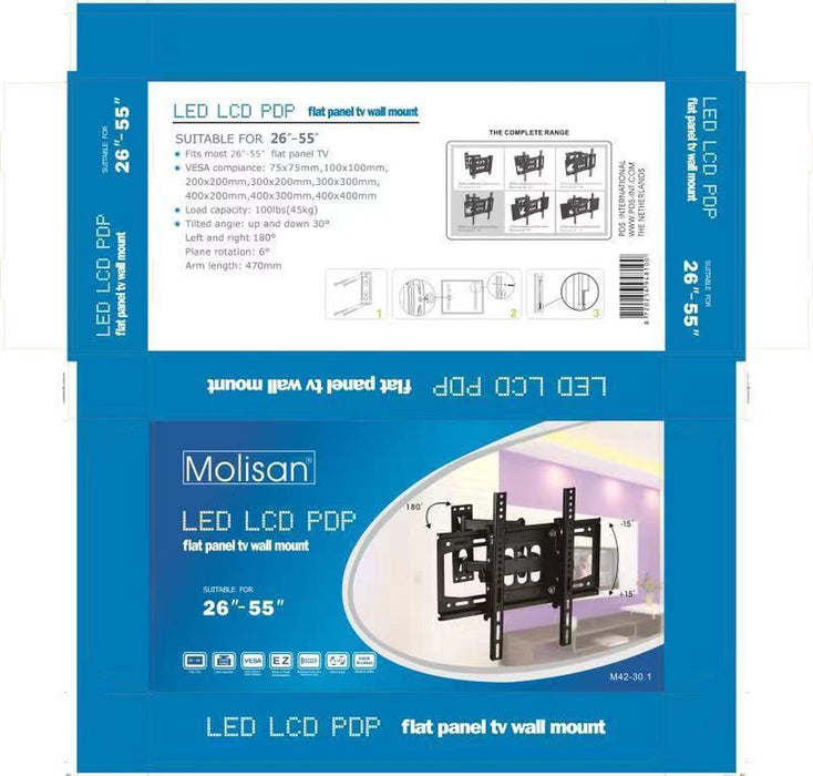 Draaibaar - Kantelbaar Universele TV Muurbeugel - 26 t/m 55 Inch Muur Steun Ophang Beugel TV Wandhouder - Draaibaar