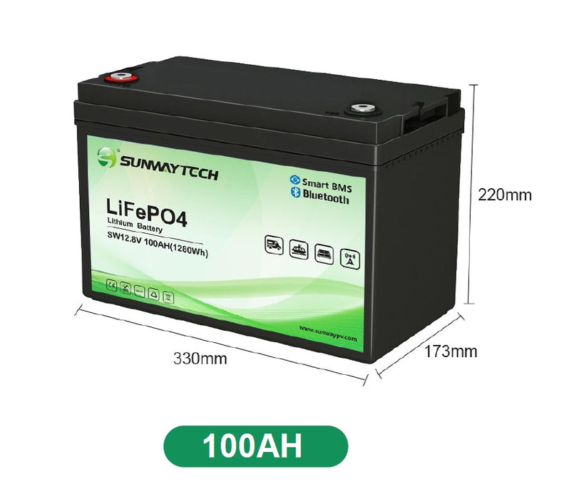 12.8V 100Ah LiFePO4 Batterij incl BMS Lithium Iron Phosphate - 1280Wh 1.28kwh