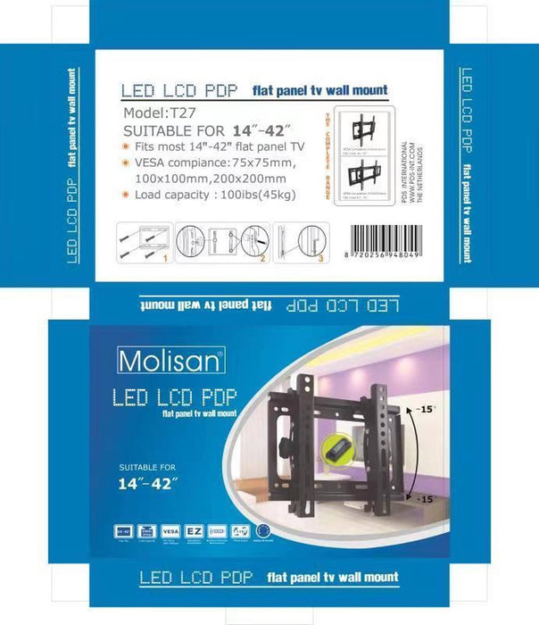 Universele kantelbare TV Muurbeugel - 14 t/m 42 inch Muur Steun Ophang Beugel TV Wandhouder kantelbaar