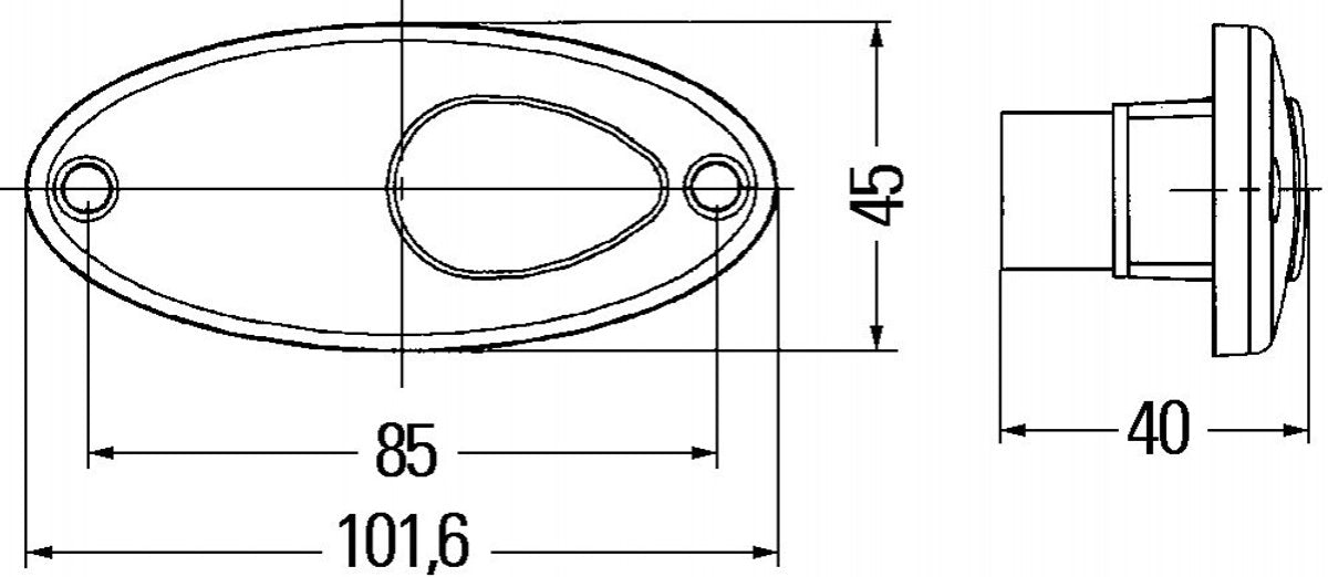Hella Markering Ovaal Inbouw Rood
