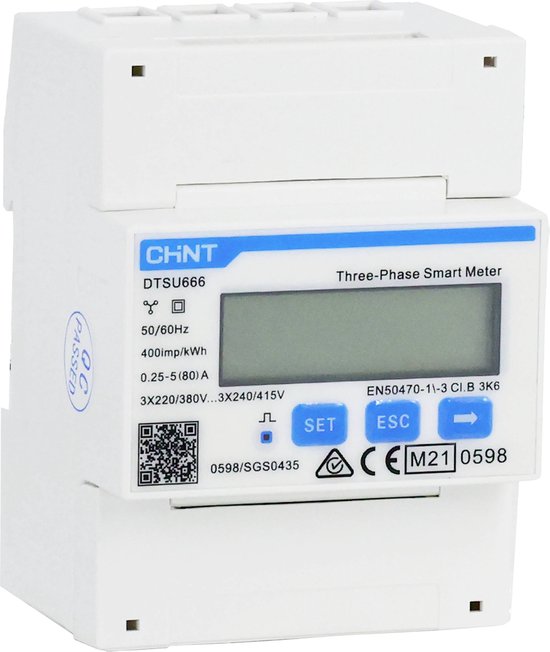 Chint G DTSU666 RS485MID Elektriciteitsmeter (3-fase) - 3×230/400V - 1,5(6)A -Digitaal MID-goedgekeurd