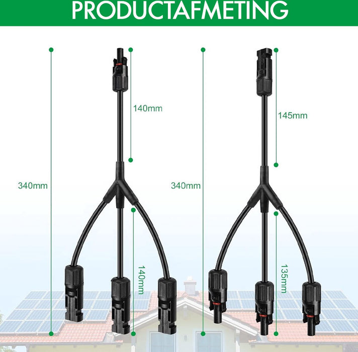 MC4 Solar Connector - Y-Splitter - Solar MC4 Connector - IP67 - 3 Female naar 1 Male + 3 Male naar 1 Female