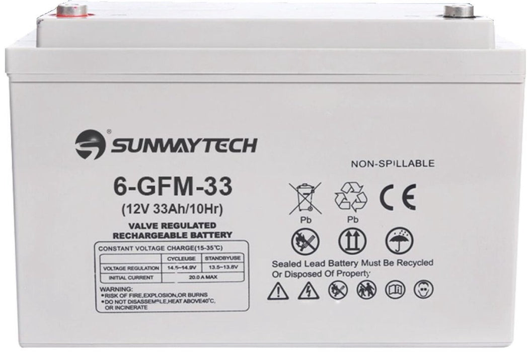 Sunwaytech Gel Accu 12V/33Ah – 6-GFM-33 Betrouwbare Energie, Altijd Beschikbaar