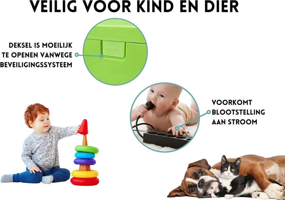 Stekkerdoos cover box wit - Stekkerdoos Opbergbox – Kabelmanagement – Kabeldoos – Opbergdoos stekkerdoos - Kinder beveiliging - Opbergbox Stekkerdoos - Extra veiligheid voor Kinderen/Huisdieren