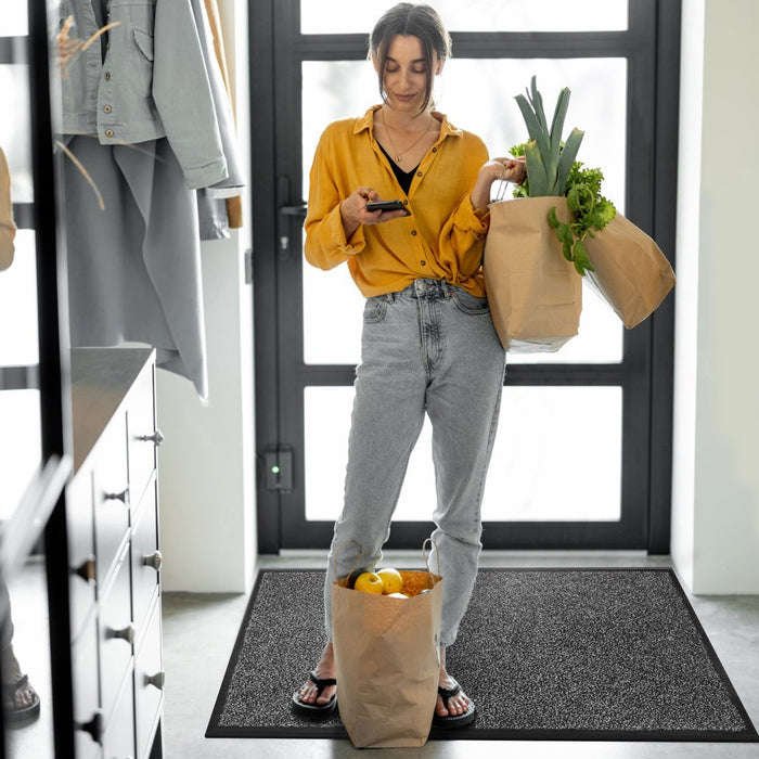 Droogloopmat & Schoonloopmat - 90x150 cm - Deurmat voor binnen en buiten - Antislip - Grijs