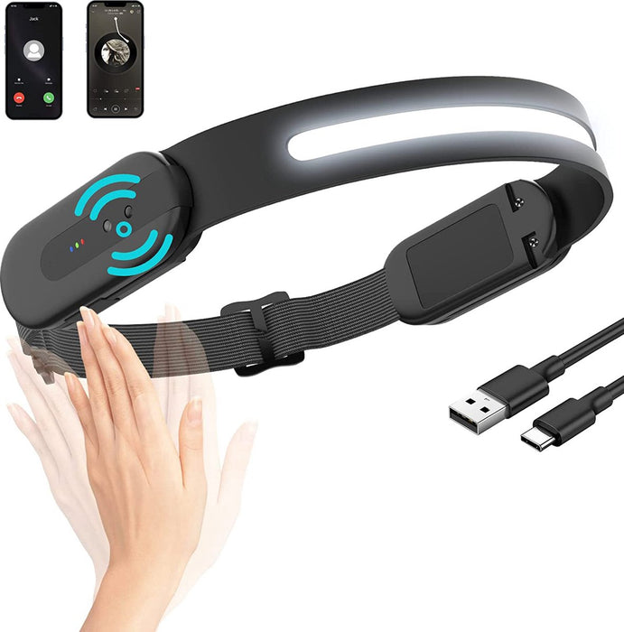 Molisan LED Hoofdlamp 230° met Bluetooth-koppeling! - Te bedienen met bewegingssensor - Oplaadbaar USB Type C - 350 lumen