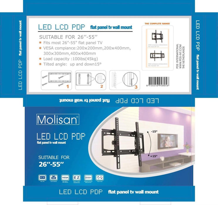 Universele Kantelbare TV Muurbeugel - 26 t/m 60 inch Muur Steun Ophang Beugel TV Wandhouder kantelbaar