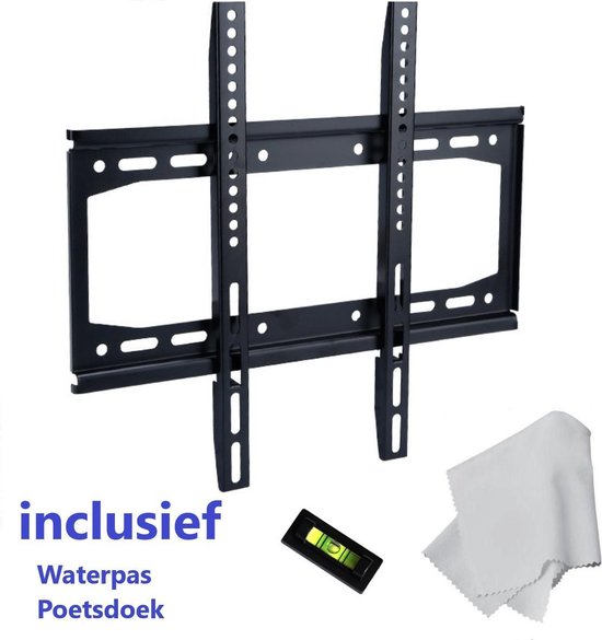 Universele TV Muurbeugel- 26 t/m 60 inch Muur Steun Ophang Beugel TV Wandhouder extra plat / Inclusief poetsdoekje, waterpas